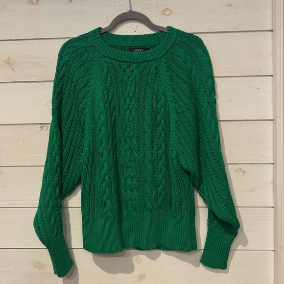 Ralph Lauren Black Label Green Crew Neck Cable Knit Sweater - Picture 5 of 15